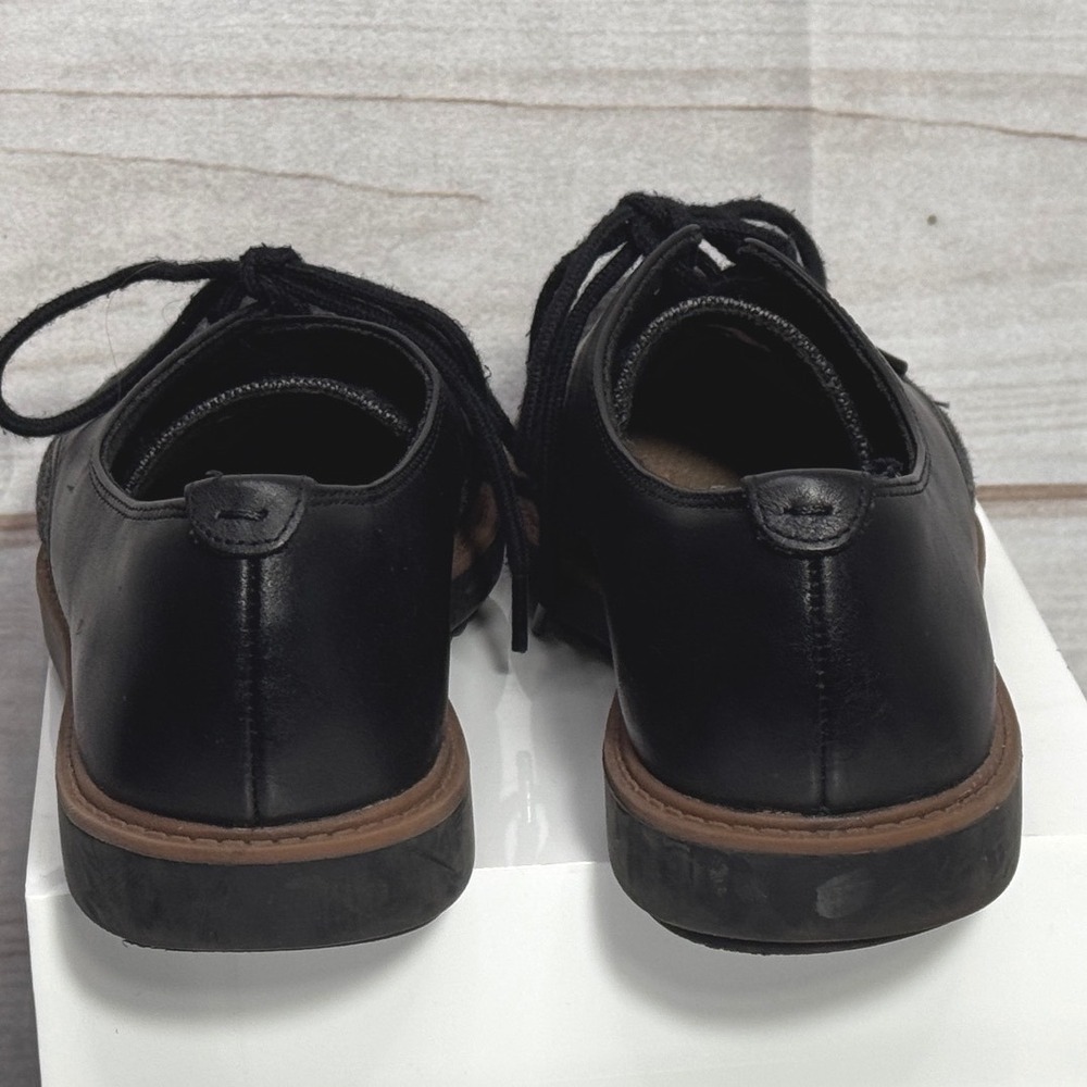 Clarks Collection Cushion Soft Womens 7.5 Black Leather Grey Fabric Oxfords - Picture 4 of 7